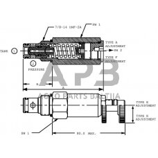 Hidraulinės sistemos vožtuvas slėgio reguliavimo CP2001B0AC