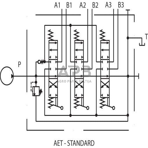 Hidraulinis skirstytuvas SD 11 – 3 sekcijų, 1-8 1-8 3-8, SD113002 3