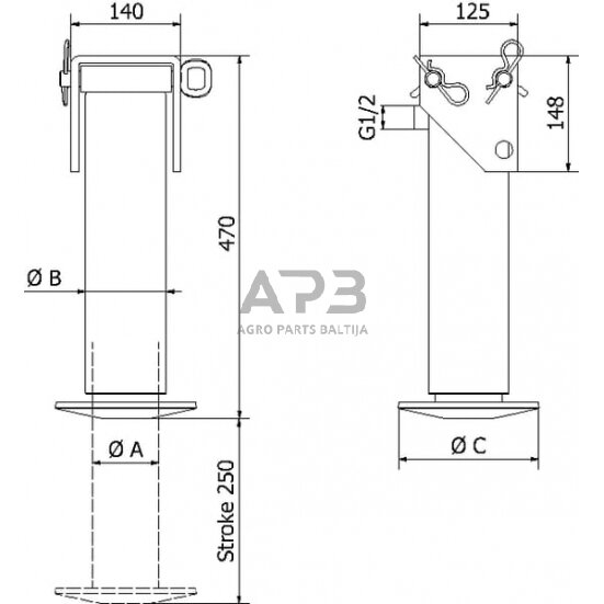 Hidraulinis cilindras kėlimo su rankiniu siurbliu SP65250CSSET1, 3,3 t 6