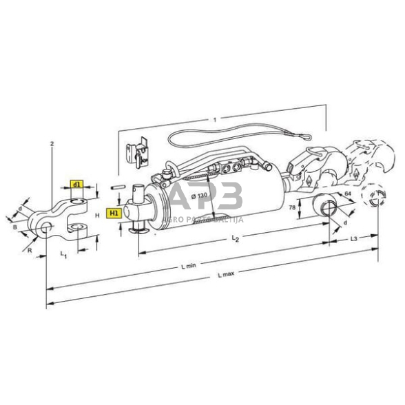 Hidraulinė centrinė traukė toplink Ø130 mm Walterscheid 1207243 1