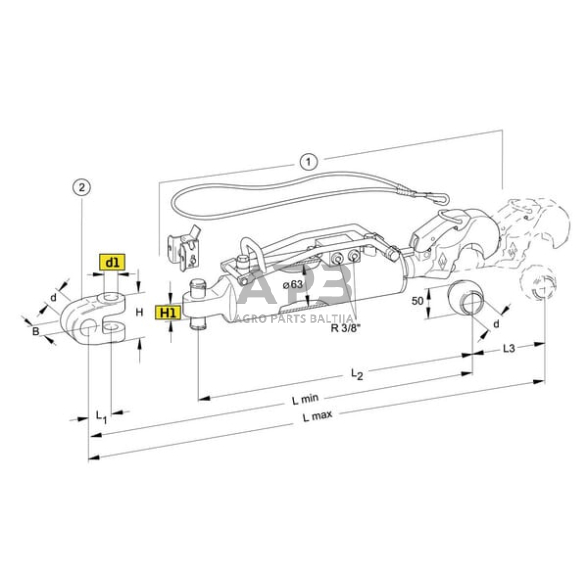 Hidraulinė centrinė traukė toplink Ø63 mm Walterscheid 309534 2