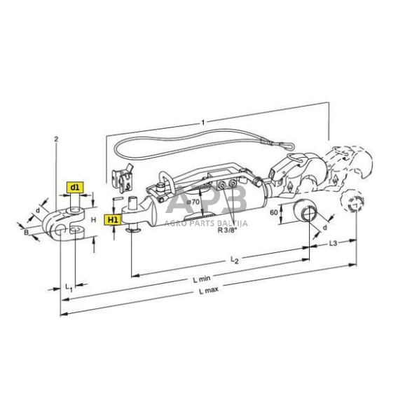 Hidraulinė centrinė traukė toplink Ø70 mm Walterscheid 1207239 1