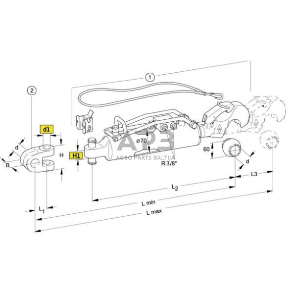 Hidraulinė centrinė traukė toplink Ø70 mm Walterscheid 309536 2