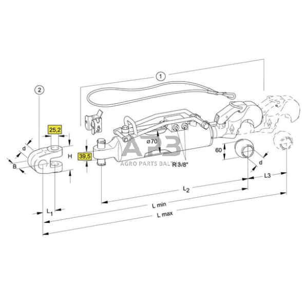 Hidraulinė centrinė traukė toplink Ø70 mm Walterscheid 309537 2