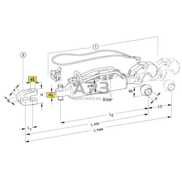 Hidraulinė centrinė traukė toplink Ø90 mm Walterscheid 309539 1