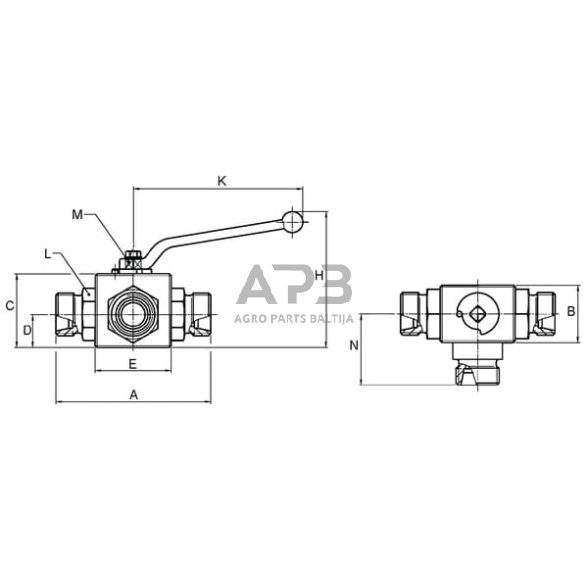 Hidraulinis kranas 3/2-L – M16x1,5, KH3KS10LGP 2