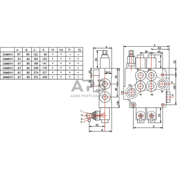 Hidraulinis skirstytuvas 1 sekcijos, MBV11 A1GKZ1, MBV111001GP 3