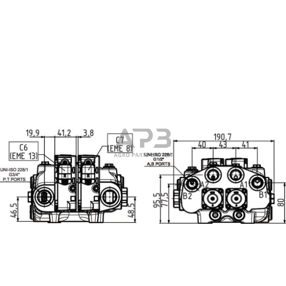 Hidraulinis skirstytuvo komplektas AE 12VDC, SDM1222002KIT 1