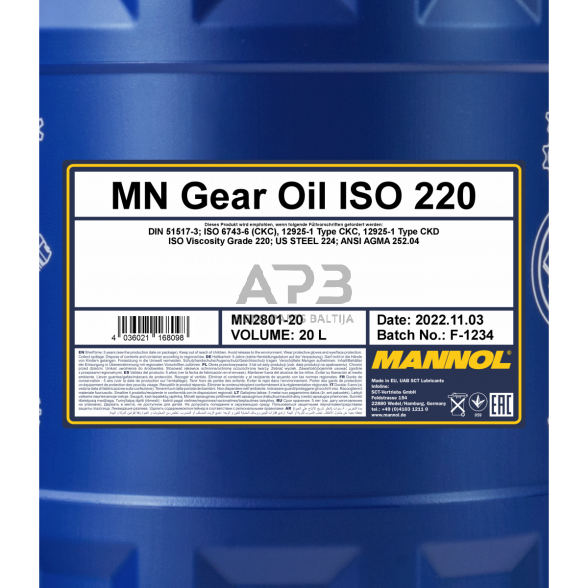 Industrinė pavarų alyva ISO 220 1L Gear oil MANNOL  2801