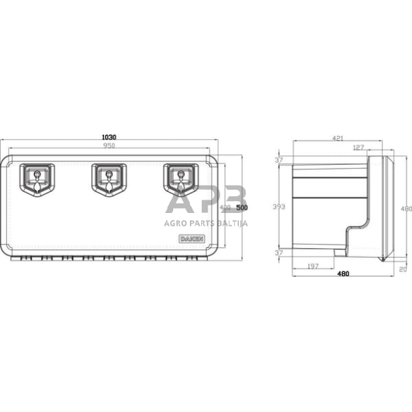 Įrankių dėžė 500x1030x455mm, 155.5l, Daken V5060 2