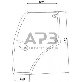 Kabinos durų stiklas dešinės pusės 00121432020N