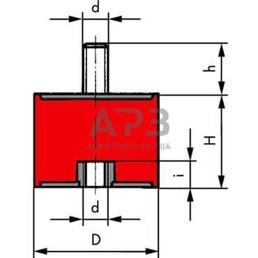 Kabinos amortizatorius universalus B tipas 5020B55 3