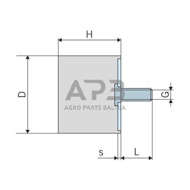 Kabinos amortizatorius universalus D tipas 3020D55 3