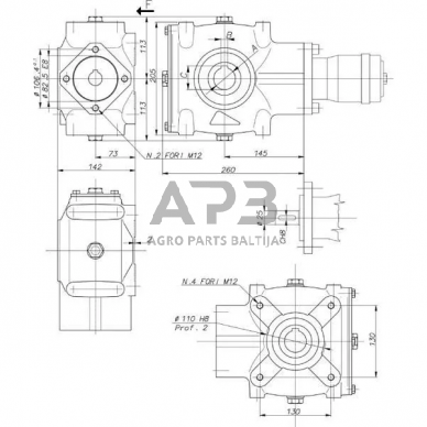 Kampinis reduktorius Berma RT12040 4,1:1 1