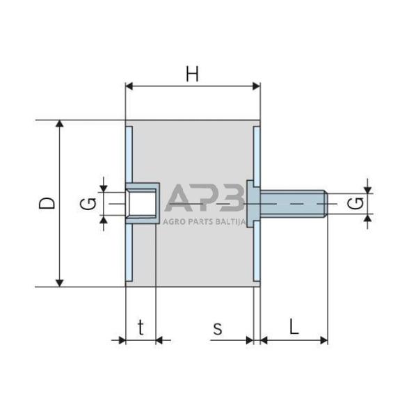 Kabinos amortizatorius universalus B tipas 3020B55L 2