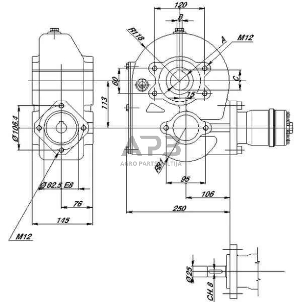 Kampinis reduktorius Berma RT19040 10.2:1 1