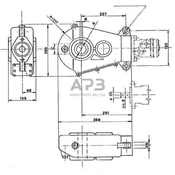 Kampinis reduktorius Berma RT20040 16,4:1 1