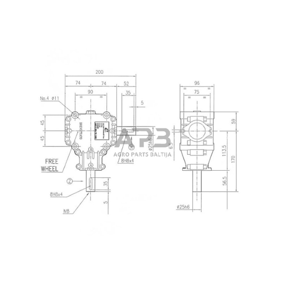 Kampinis reduktorius Comer 124686 L-25A 1:3 3