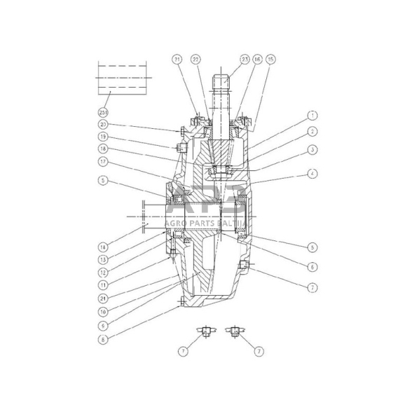 Kampinis reduktorius Comer 15480200 L-154-A 7.75:1 1