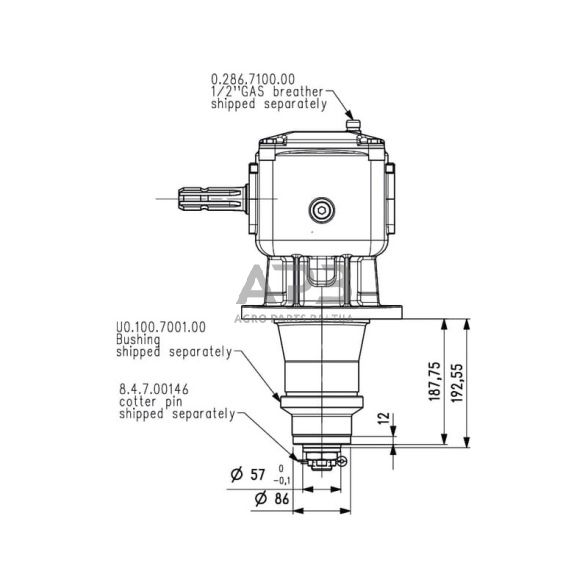 Kampinis reduktorius Comer 227804  LF-227 J 1:1.83 4