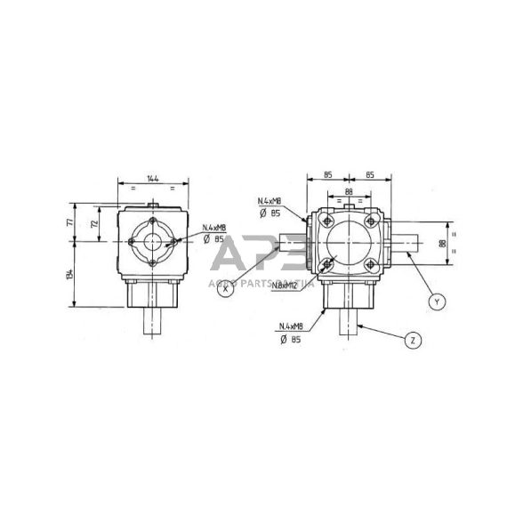 Kampinis reduktorius Comer 259005 T-19A 1:1 3