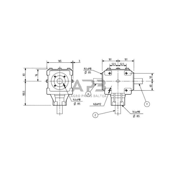 Kampinis reduktorius Comer 267006 T-27A 1:1 1