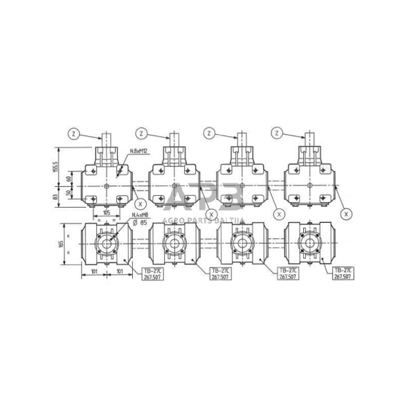 Kampinis reduktorius Comer 267507 T-27C 1:1 3