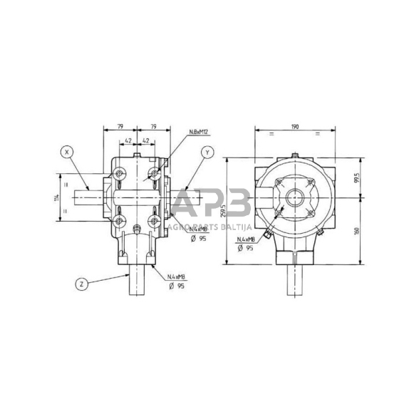 Kampinis reduktorius Comer 304000 T-304A 3:1 1