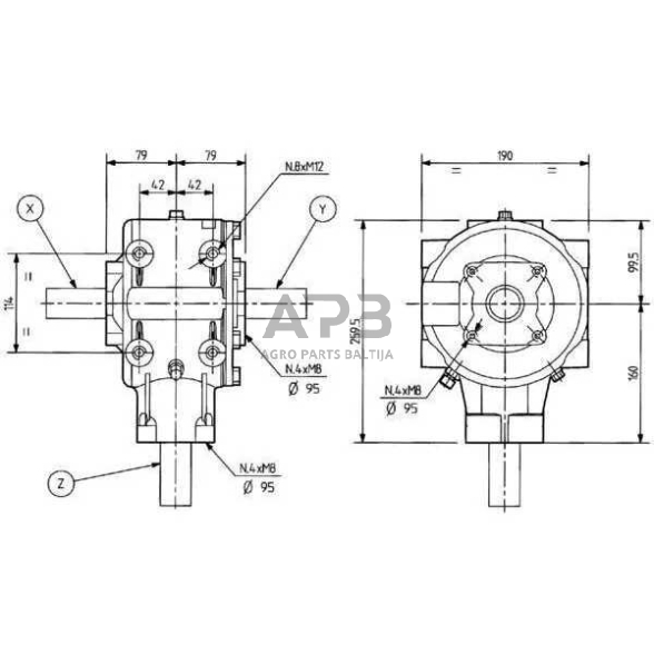 Kampinis reduktorius Comer 304015 T-304A 1.93:1 1