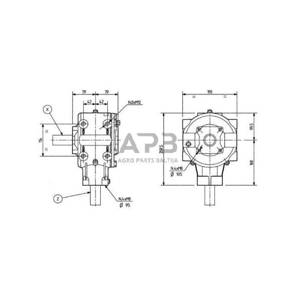 Kampinis reduktorius Comer 304027 T-304C 3:1 4