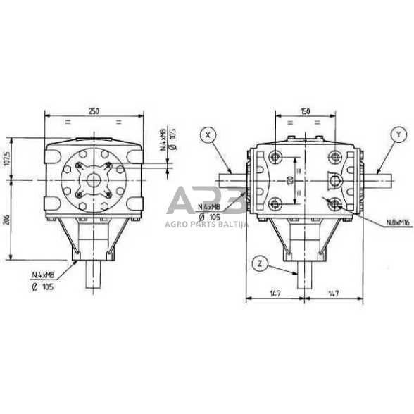 Kampinis reduktorius Comer 43509269010 T-269B, 3:1 - 39kw 1