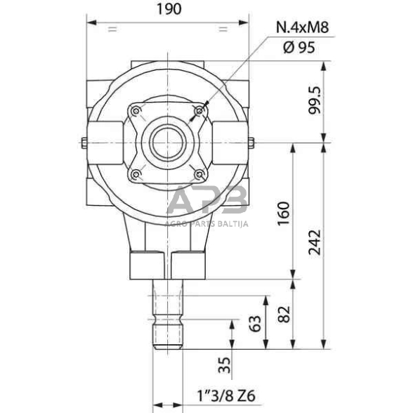 Kampinis reduktorius Comer 43509304236 T-304A, 1:1.93, 40.4 KW 4