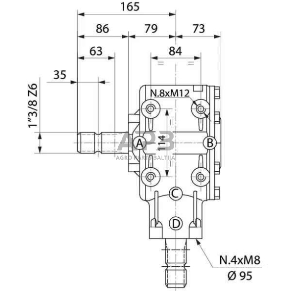 Kampinis reduktorius Comer 43509304236 T-304A, 1:1.93, 40.4 KW 5