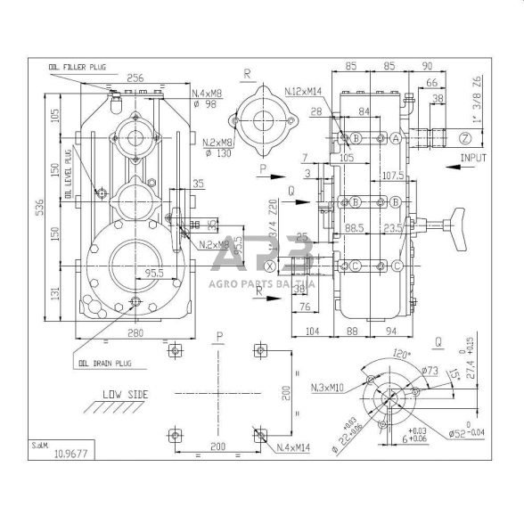 Kampinis reduktorius Comer 43509732347, DP-732B, 1:1/1,88:1, 59KW 4