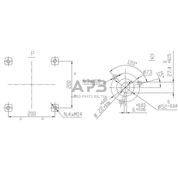 Kampinis reduktorius Comer 43509732347, DP-732B, 1:1/1,88:1, 59KW 7