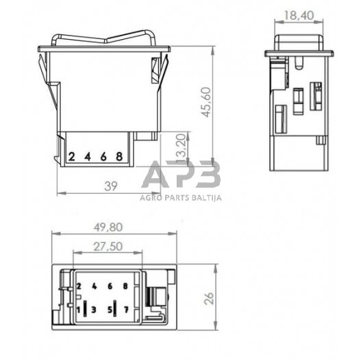 Klavišinis jungiklis 12/24V, 4 kontaktų SW10017KR 2