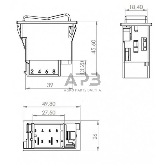 Klavišinis jungiklis 12/24V, 2 kontaktų SW10018KR 3