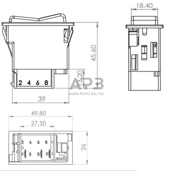 Klavišinis jungiklis 12/24V, 5 kontaktų SW10027KR 3