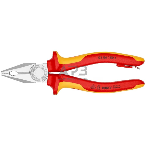 Kombinuotos replės elektrikui 180mm VDE KNIPEX