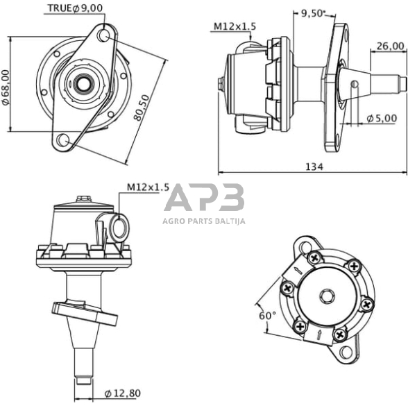 Kuro pompa Deutz 2x M12x1.5 4175667N 2