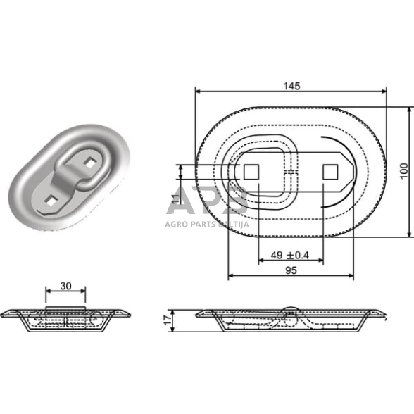 Laikiklis 145x100 H=16mm 709021KR 1