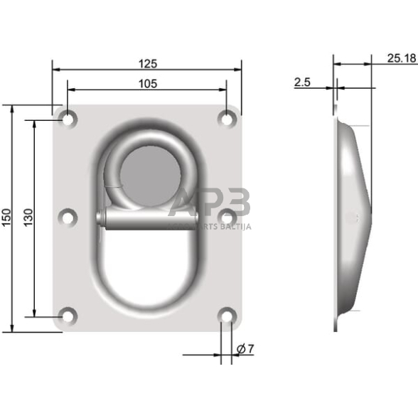 Laikiklis 150x125mm H=25.18mm 709010KR 1