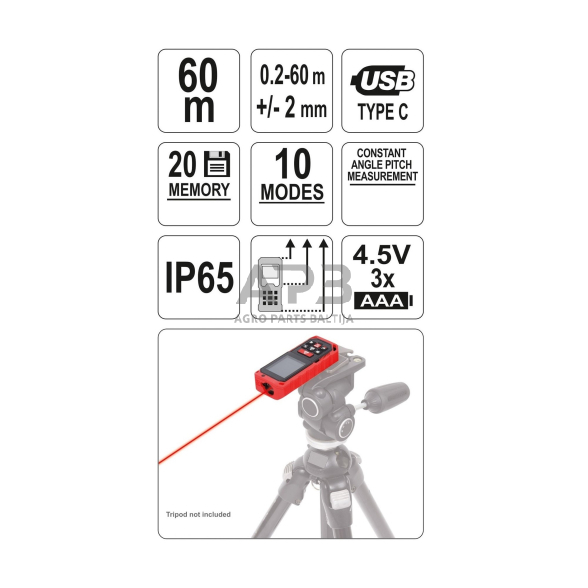 Lazerinis atstumų matuoklis 0.2-60m 4