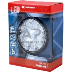 LED darbo žibintas apvalus 24W, 1920lm, 10/30V, Ø 110mm, 8 LED LA10025