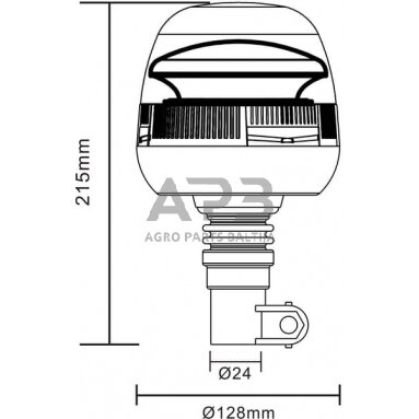 LED oranžinis švyturėlis 24W, 12-24V, Ø 128mm x 215mm LA20020 6