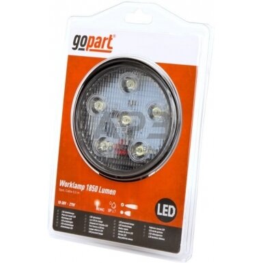 LED darbo žibintas apvalus 27W, 1850lm, 10/30V, Ø 115mm, 6 LED gopart LA15002 3