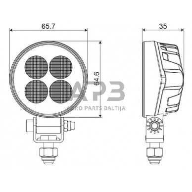 LED darbo žibintas apvalus 12W, 1200lm, 12/24V, 65.7x85.8x35mm 8 LED LA10606 5