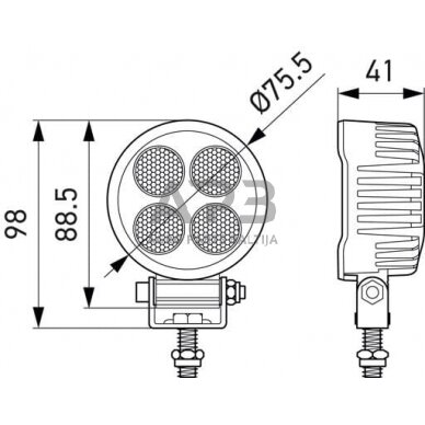 LED darbo žibintas apvalus 4 LED, 1700lm 12/24V, Hella 1G0357111002 6