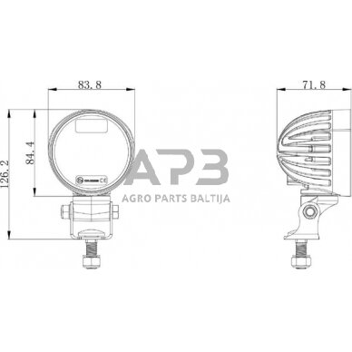 LED darbo žibintas apvalus 40W, 4000lm, 10/30 V, 84x126x71.8mm, 4 LED, LA10551SP 6