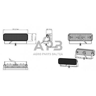 LED darbo žibintas stačiakampis 54W, 3960lm, 10/30V, 180x55x38mm, LA10049 5